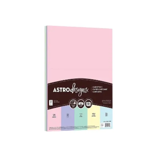 Astrobrights Astrodesigns 65 lb. Paper 8.5" x 11" Assorted Pastel Colors 50 Sheets/Pack (91803) image {4}