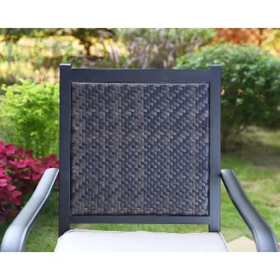 5pc Patio Set with Steel Table & Wicker Rattan Dining Chairs with Cushions - Captiva Designs image {13}