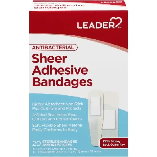 Leader Antibacterial Sheer Adhesive Bandages Assorted, 20 Ct image {5}