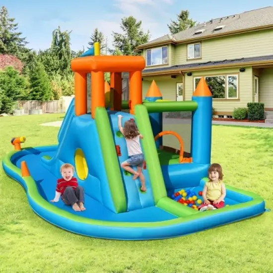 Bountech Inflatable Water Slide Kids Bounce House Splash Pool without Blower image {2}