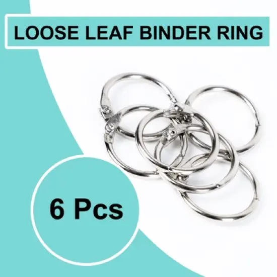 Unique Bargains Metal Binder Paper Index Cards Scrapbook Ring Silver 6 Pcs image {1}