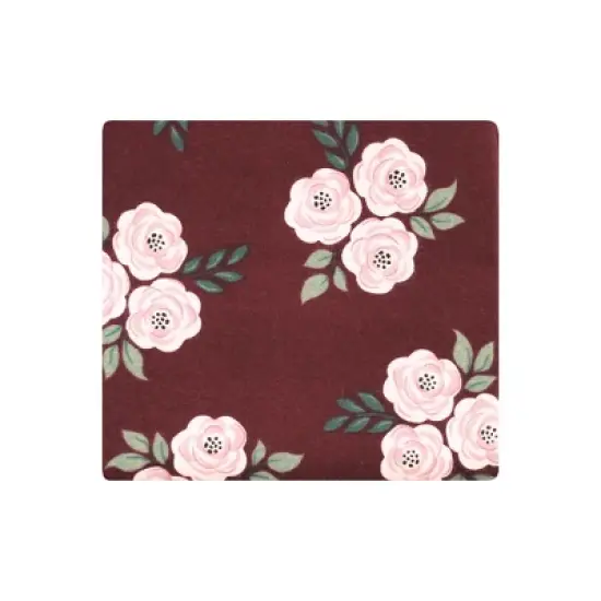 Hudson Baby Infant Girl Cotton Flannel Receiving Blankets Bundle, Burgundy Floral, One Size image {2}