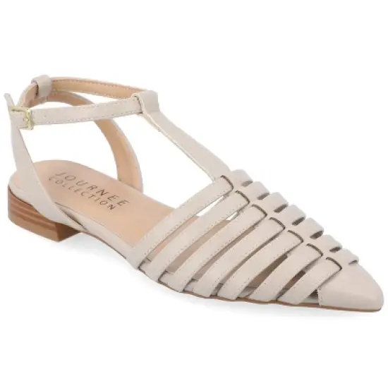 Journee Collection Womens Alivia Ankle Strap Block Heel Pointed Toe Flats image {11}