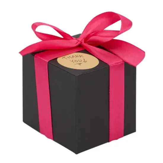 Stockroom Plus 50 Pack Kraft Black Paper Gift Boxes, Bulk Set with Ribbon & Stickers (3x3x3 In) image {7}