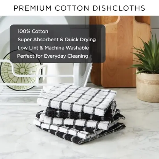 Design Imports Gray Combo Windowpane Dishcloth (Set Of 6) image {6}
