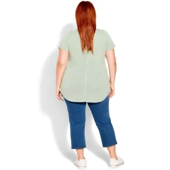 Women's Plus Size Slub Tee - mint | EVANS image {1}