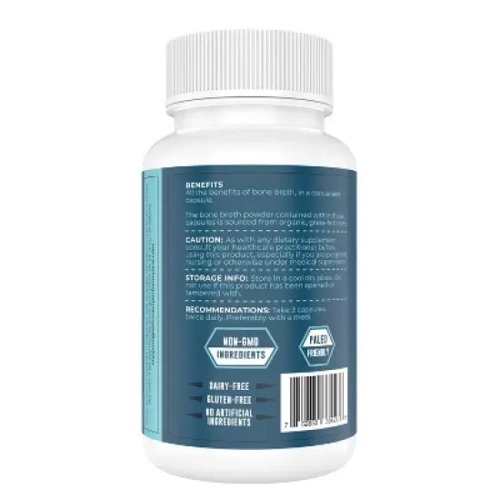 Organic Bone Broth Capsules, Left Coast Performance, 180ct image {2}