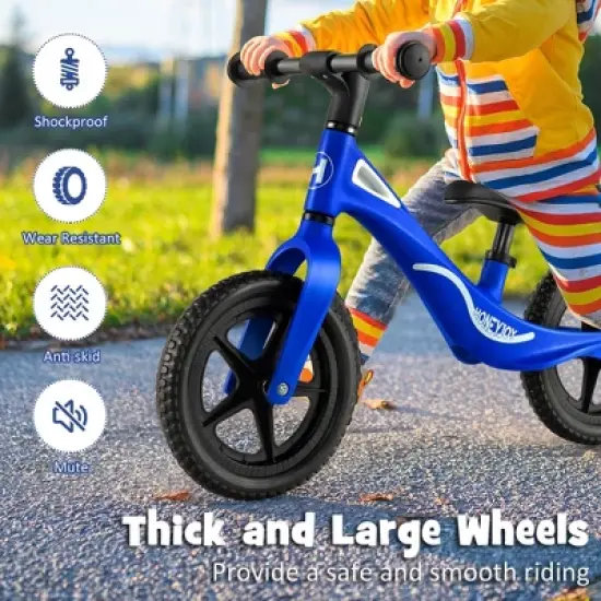 Costway Kids Balance Bike Lightweight Toddler Bicycle with Rotatable Handlebar Red/Blue image {4}
