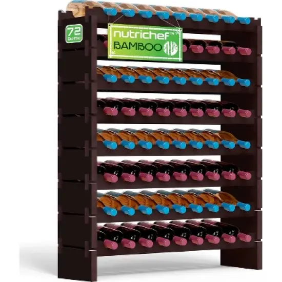 NutriChef Modular Wine Storage Rack - 72 Bottle Wine Rack with 8-Tier Shelves SLWMDSF226BK image {6}