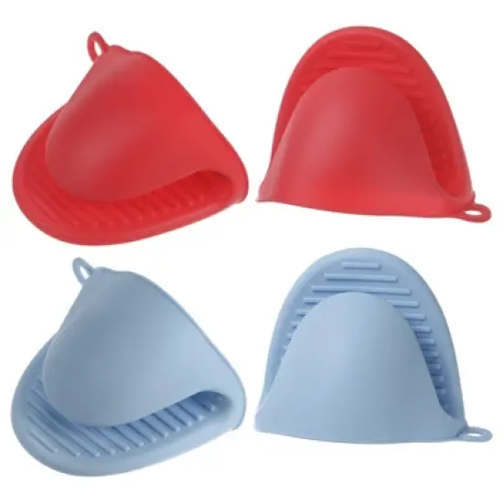 Unique Bargains Heat Resistant Kitchen Utensil Sets Silicone Oven Mitts 4 Pcs image {26}