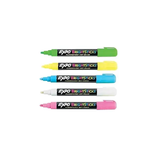 EXPO Bright Sticks Wet-Erase Fluorescent Marker Set Bullet Tip Assorted 14075 image {1}