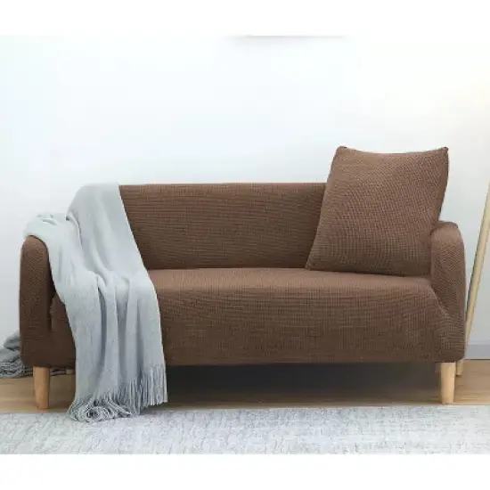 Home Mart Goods Taupe 3-Piece Set 4-Way Stretch Slipcover Sofa Loveseat & Armchair Cover Protector image {8}