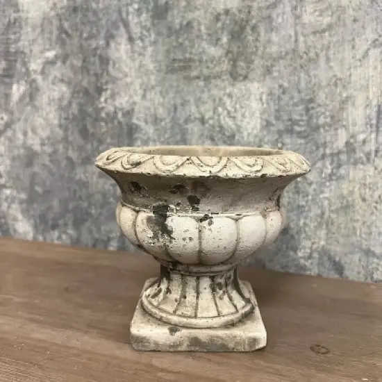Slickblue Cement Planter Urn, Classical Design, Decorative Flower Pot, Indoor Desk or Table Accent, 5.9"x4.7" image {2}