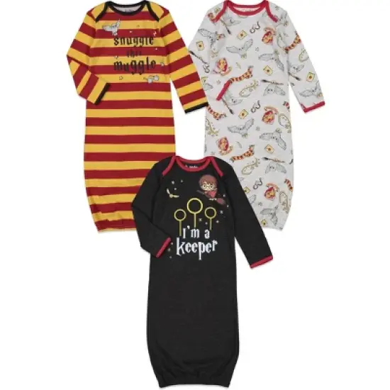 Harry Potter Hedwig Owl Baby 3 Pack Long Sleeve Swaddle Sleeper Gowns Newborn  image {8}