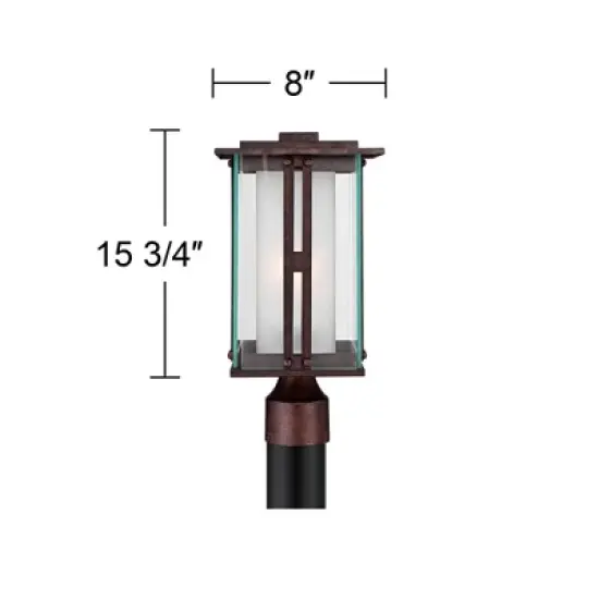 Franklin Iron Works Fallbrook Modern Industrial Post Light Bronze 15 3/4" Clear Frosted Double Glass for Exterior Barn Deck House Porch Yard Patio image {4}