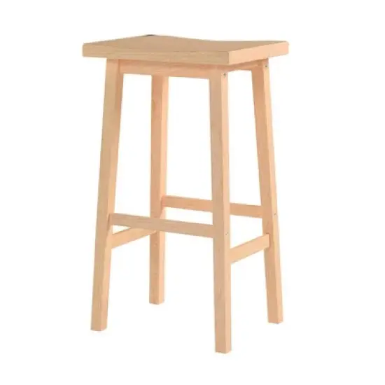 PJ Wood Classic Saddle-Seat 29" Tall Kitchen Counter Stool for Homes, Dining Spaces, and Bars w/Backless Seat, 4 Square Legs, Natural (4 Pack) image {3}