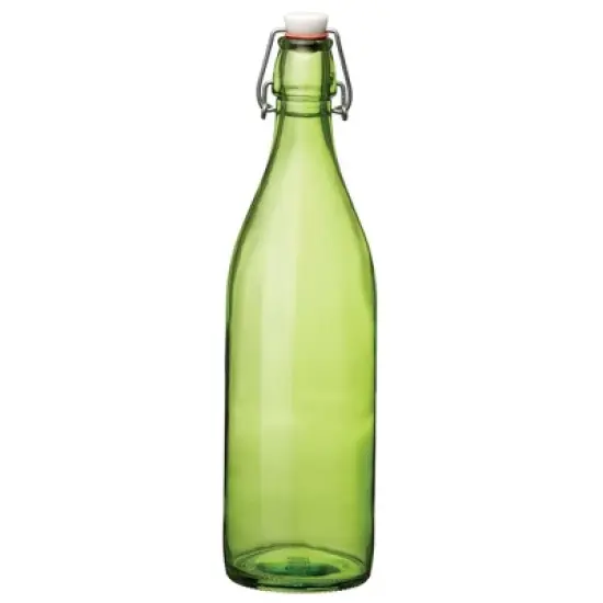 Bormioli Rocco Giara Beverage Bottle with Clamp Lid, 33.75 oz - Leakproof Glass Container - Stylish Drinkware Storage - Made in Italy (Green) image {5}