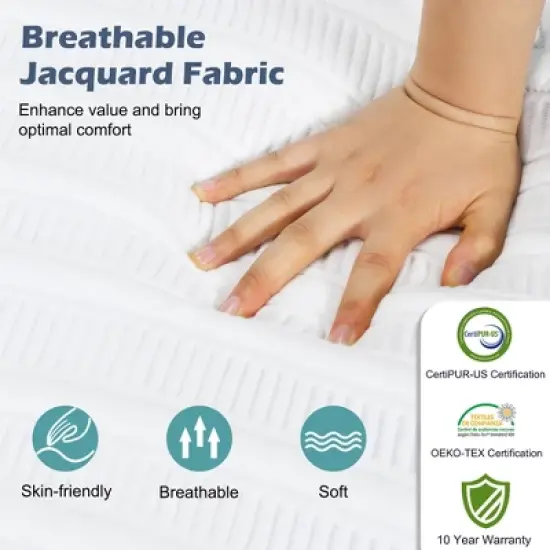 Costway Twin XL Adjustable Bed Mattress 3D CNC Cutting & Jacquard Fabric Cover image {8}