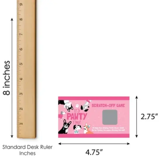Big Dot of Happiness Pawty Like a Puppy Girl - Pink Dog Baby Shower or Birthday Party Game Scratch Off Cards - 22 Count image {4}