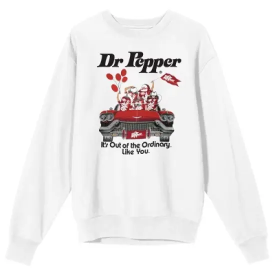 Dr. Pepper It's Out Of The Ordinary Car Graphic Crew Neck Long Sleeve White Adult Sweatshirt image {3}