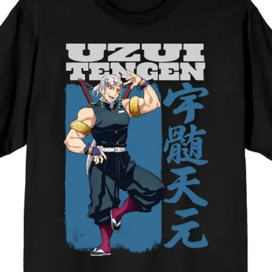 Demon Slayer Uzui Tengen Crew Neck Short Sleeve Black Men's T-shirt image {1}