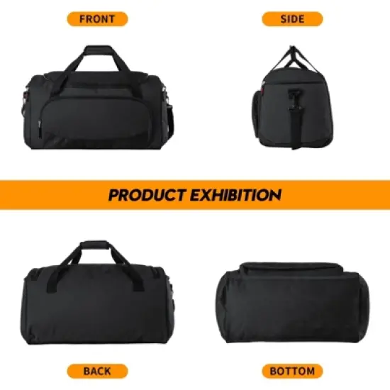 Gym Bag for Men - 55L Black Durable Large Duffle Bag for Travel, Workout, Fitness & Sport image {2}