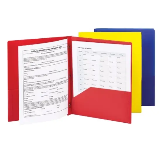 Smead Poly Two-Pocket Folder with Tang Style Fasteners, Letter Size, Assorted Colors, 6 per Pack (87746) image {2}