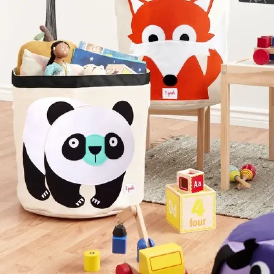 3 Sprouts Baby and Toddlers Collapsible Folding Large Canvas Storage Bin Basket for Laundry, Toys, Books, and Stuffed Animals with Cute Panda Print image {2}