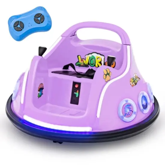 Costway 12V Kids Ride on Bumper Car Remote Control w/ Flashing LED Light & Music image {12}