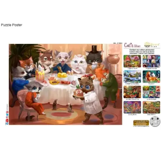 Brain Tree - Cat's Dinner 1000 Piece Puzzles for Adults-Jigsaw Puzzles-With 4 Puzzle Sorting Trays- Random Cut - 27.5"Lx19.5"W image {3}