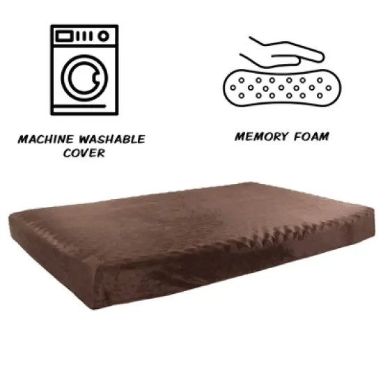 Orthopedic Dog Bed - 2-Layer Pet Bed for Floor, Kennel, or Crate with Removable Washable Cover - 46x27 Dog Bed for Large Dogs by PETMAKER (Brown) image {2}