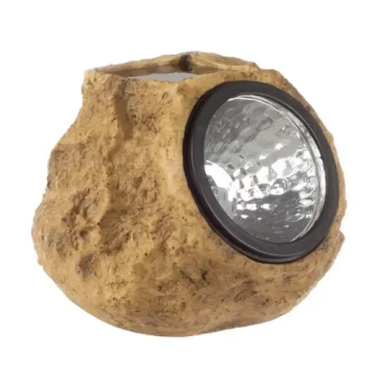 Solar Outdoor Lights - 4-Pack of All-Weather Faux-Stone LED Rock Lights for Paths, Gardens, and Landscaping by Pure Garden (Brown) image {7}