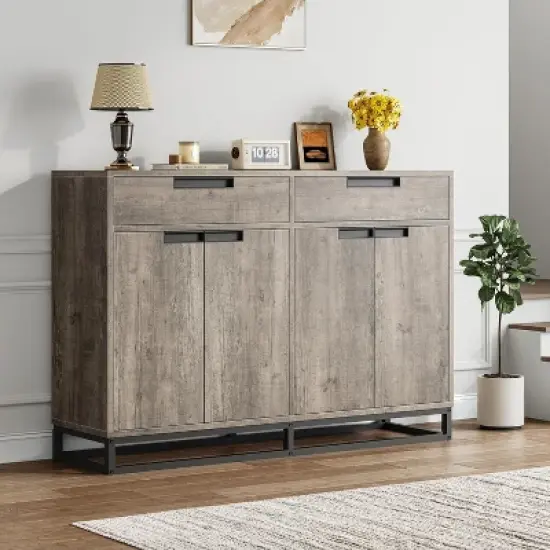 Sideboard Buffet Cabinet, 55" Kitchen Accent Modern Storage Cabinet with 2 Drawers and 4 Doors, Coffee Bar Buffet Table for Kitchen, Dining Room image {3}