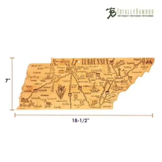 Totally Bamboo Destination Tennessee Serving and Cutting Board: State Design, Lightweight Bamboo, 18.5" x 7" image {5}