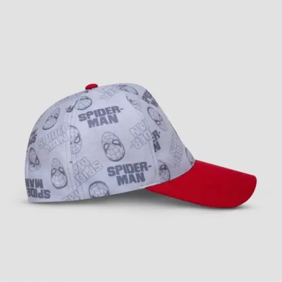 Toddler Boys' Spider-Man Baseball Hat: Gray Canvas, Movie Logo, Back Snap Closure, One Size Fits Most, Spot Clean image {2}