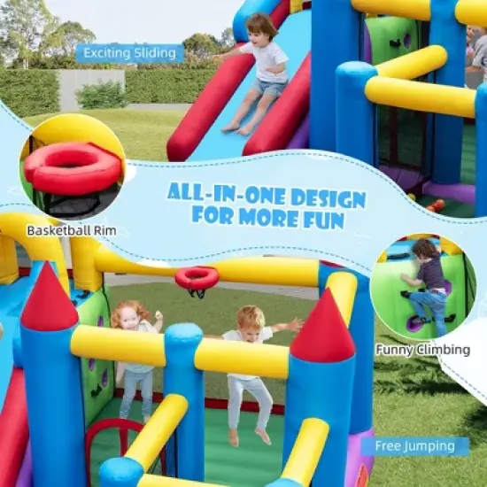 Costway 5-In-1 Inflatable Bounce Castle with Basketball Rim & Climbing Wall image {7}