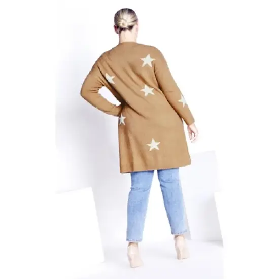 Women's Plus Size Starry Cardigan - camel marle | EVANS image {4}