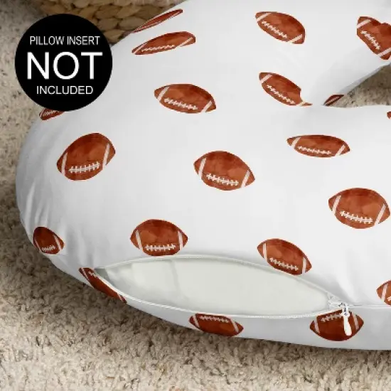 Sweet Jojo Designs Boy Support Nursing Pillow Cover (Pillow Not Included) Watercolor Sports Theme Brown and White image {2}