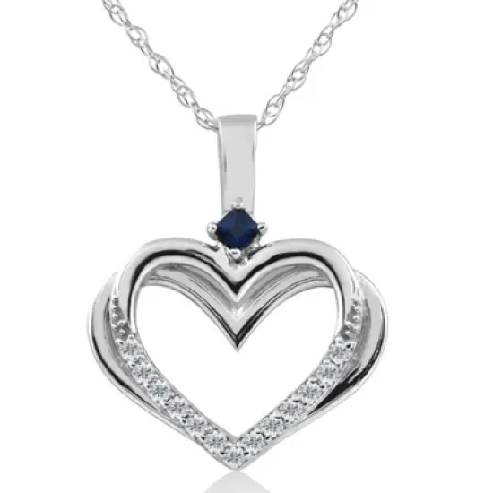 Pompeii3 Diamond Sapphire Heart Pendant Yellow White or Rose Gold Designer Veronica Wu image {5}