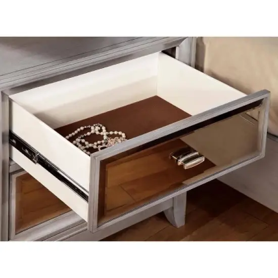 Reina 2 Drawer Nightstand Silver - miBasics image {3}