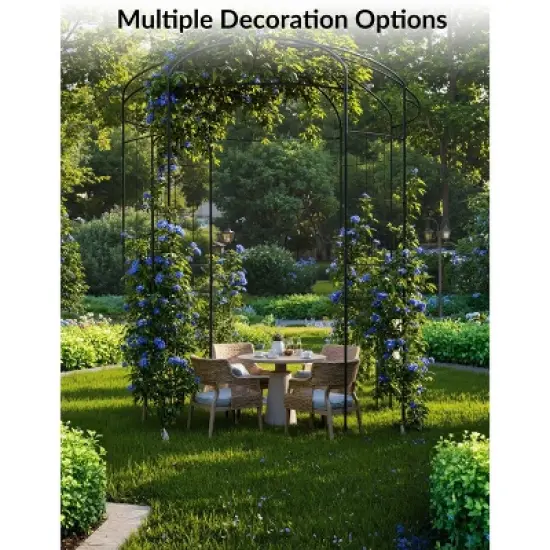 GustoWave French Style Birdcage Shape Heavy Duty Gazebo, Pergola Pavilion Arch Arbor Plants Stand Rack for Wedding, Climbing Vines, Black image {3}