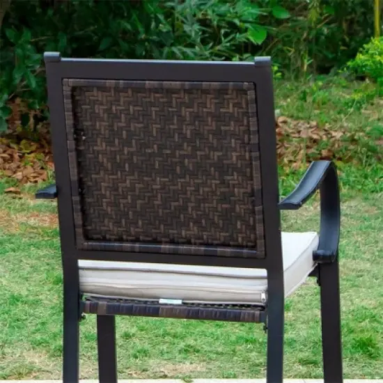 7pc Patio Dining Set with Steel Table & Rattan Chairs - Captiva Designs image {9}