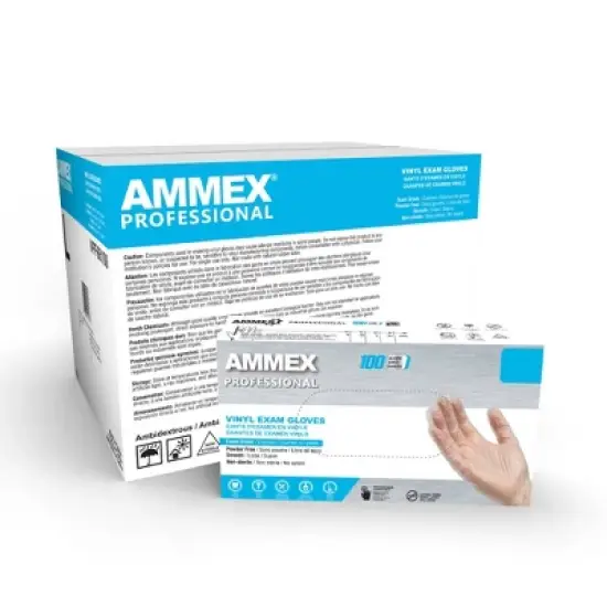 AMMEX Professional Clear Vinyl Exam Gloves - Light Duty, Medical Grade - Great for Childcare, Medical, Dental, Veterinary, Cleaning, and Food Service image {8}