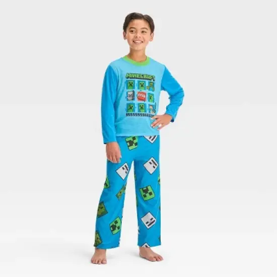 Boys' Minecraft 2pc Long Sleeve Pajama Set - Blue image {3}