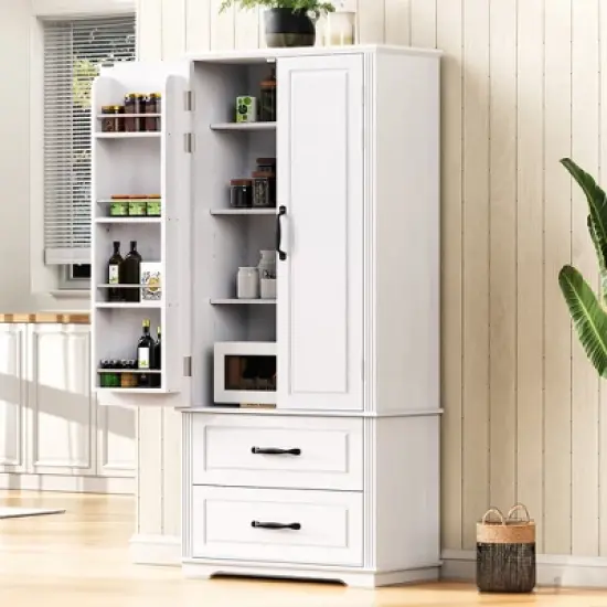 71" Tall Kitchen Pantry Cabinet, Freestanding Cupboard Storage Cabinet with 2 Drawers, Kitchen Hutch Cabinet for Living Room Hallway Bathroom image {9}