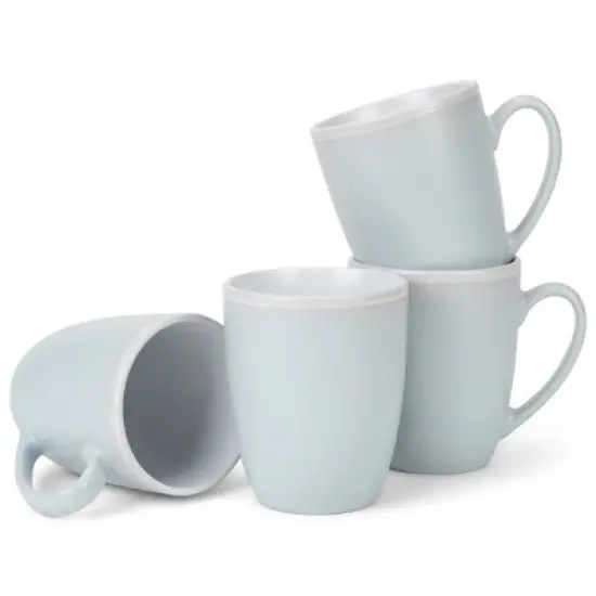 Elanze Designs Solid Color Pale Blue White Interior 16 ounce Matte Ceramic Mugs Matching Set of 4 image {5}