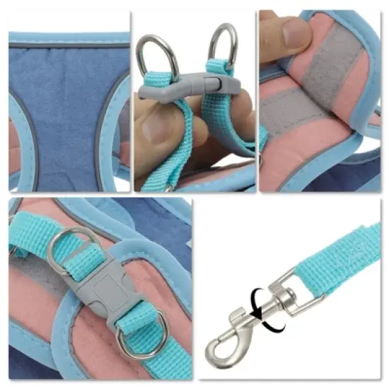 Unique Bargains Adjustable Cat Harness with 4.92ft Lead for Cats with Reflective Strip image {2}