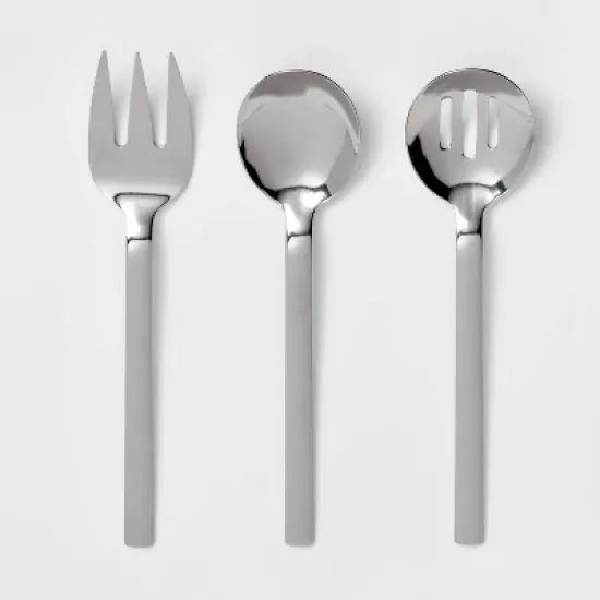 3pc Squared Straight Serving Set - Room Essentials&trade;: Stainless Steel Utensils, Serving Fork & Spoons, Dishwasher-Safe image {3}