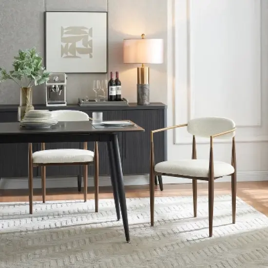 Christopher Knight Home Teuvo Modern Fabric Upholstered Iron Dining Chairs (Set of 2) image {13}