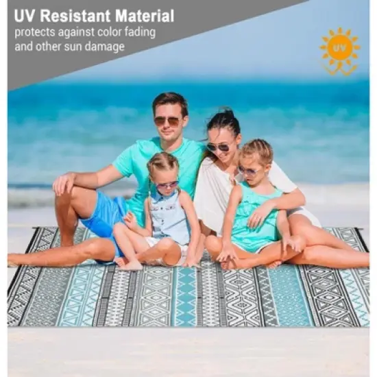 Outdoor Rugs 8x10 Waterproof Portable Camping Carpet, Reversible Outdoor Plastic Straw Rug image {3}